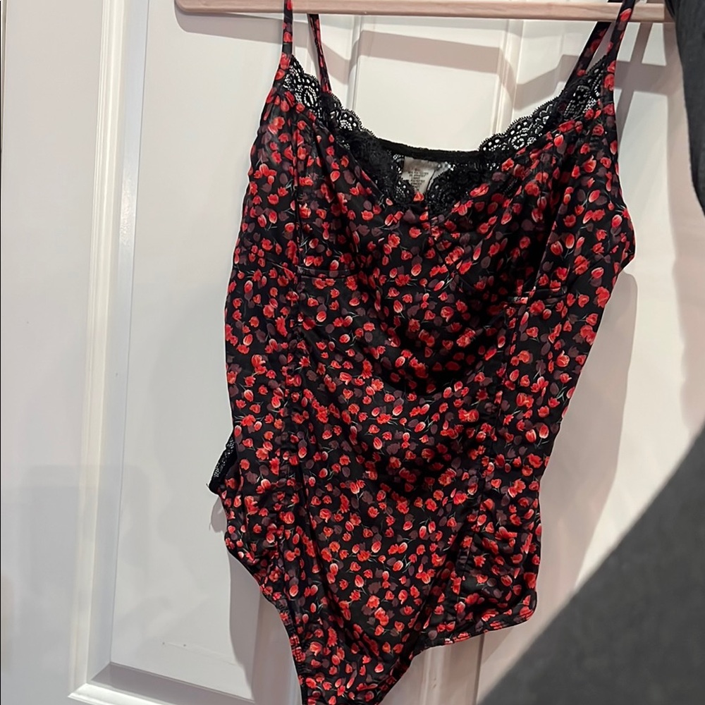 Red and Black Cherry Print Bodysuit